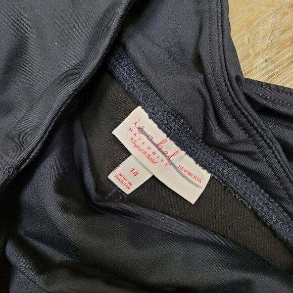 NEW Size 14 Isabel Maternity Bermuda Black Jean Shorts Crossover‎ Panel Black - Picture 15 of 16